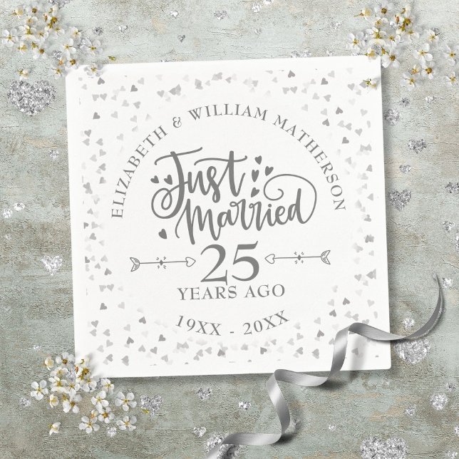 Just Married 25th Wedding Anniversary Napkin (Just Married 25th Wedding Anniversary Napkins)