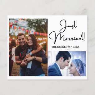 Just Married 2 Photo Collage Wedding Announcement