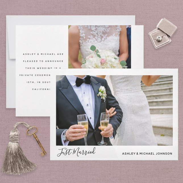 Just Married 2 Photo Elopement Wedding Announcement (Creator Uploaded)