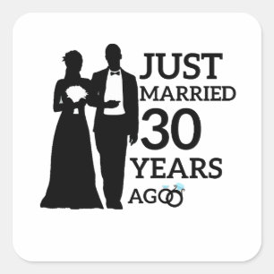 Just Married 30 Years Ago, 30th Anniversary Couple Square Sticker