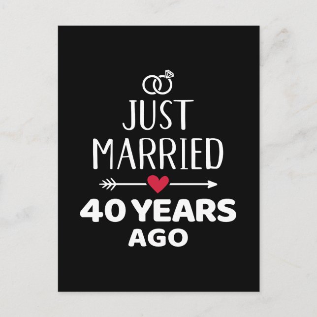 Just married 40 years ago 40th wedding anniversary postcard (Front)