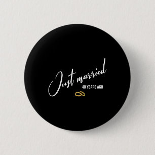 Just Married 40 Years Ago Funny 40th Wedding Anniv 6 Cm Round Badge
