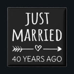 Just Married 40 Years Ago I Magnet<br><div class="desc">Cute design, perfect for anyone who's been married for 40 years and to a wedding vow renewal ceremony. It makes a great matching outfit for couples! 'Just Married 40 Years Ago' quote for a couple who got married 40 years ago or a couple renewing wedding vows on their wedding anniversary....</div>