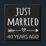 Just Married 40 Years Ago I Magnet<br><div class="desc">Cute design, perfect for anyone who's been married for 40 years and to a wedding vow renewal ceremony. It makes a great matching outfit for couples! 'Just Married 40 Years Ago' quote for a couple who got married 40 years ago or a couple renewing wedding vows on their wedding anniversary....</div>