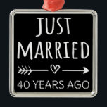Just Married 40 Years Ago I Metal Tree Decoration<br><div class="desc">Cute design, perfect for anyone who's been married for 30 years and to a wedding vow renewal ceremony. It makes a great matching outfit for couples! 'Just Married 30 Years Ago' quote for a couple who got married 30 years ago or a couple renewing wedding vows on their wedding anniversary....</div>