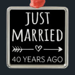 Just Married 40 Years Ago I Metal Tree Decoration<br><div class="desc">Cute design, perfect for anyone who's been married for 30 years and to a wedding vow renewal ceremony. It makes a great matching outfit for couples! 'Just Married 30 Years Ago' quote for a couple who got married 30 years ago or a couple renewing wedding vows on their wedding anniversary....</div>