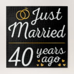Just Married 40 Years Ago II Jigsaw Puzzle<br><div class="desc">Cute design, perfect for anyone who's been married for 40 years and to a wedding vow renewal ceremony. It makes a great matching outfit for couples! 'Just Married 40 Years Ago' quote for a couple who got married 40 years ago or a couple renewing wedding vows on their wedding anniversary....</div>