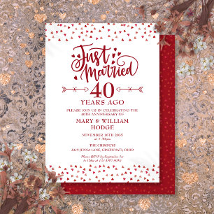 Just Married 40th Wedding Anniversary Invitation