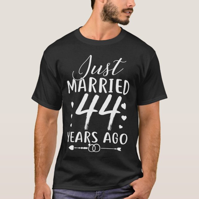 Just Married 44 Years Ago Matching Couple T-Shirt (Front)