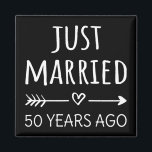 Just Married 50 Years Ago I Magnet<br><div class="desc">Cute design, perfect for anyone who's been married for 50 years and to a wedding vow renewal ceremony. It makes a great matching outfit for couples! 'Just Married 50 Years Ago' quote for a couple who got married 50 years ago or a couple renewing wedding vows on their golden anniversary....</div>