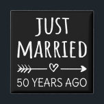 Just Married 50 Years Ago I Magnet<br><div class="desc">Cute design, perfect for anyone who's been married for 50 years and to a wedding vow renewal ceremony. It makes a great matching outfit for couples! 'Just Married 50 Years Ago' quote for a couple who got married 50 years ago or a couple renewing wedding vows on their golden anniversary....</div>