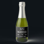 Just Married 50 Years Ago I Sparkling Wine Label<br><div class="desc">Cute design, perfect for anyone who's been married for 50 years and to a wedding vow renewal ceremony. It makes a great matching outfit for couples! 'Just Married 50 Years Ago' quote for a couple who got married 50 years ago or a couple renewing wedding vows on their golden anniversary....</div>