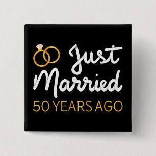 Just Married 50 Years Ago IV 15 Cm Square Badge