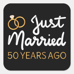 Just Married 50 Years Ago IV Square Sticker