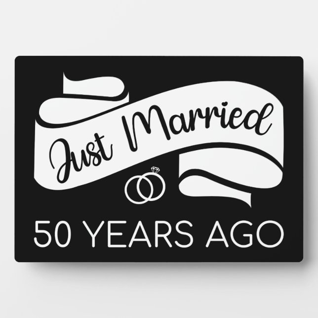 Just Married 50 Years Ago V Plaque (Front)