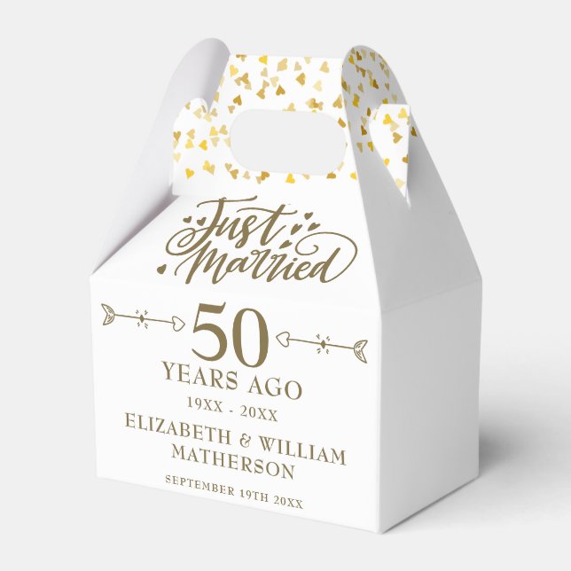 Just Married 50th Golden Wedding Anniversary Favour Box (Back Side)