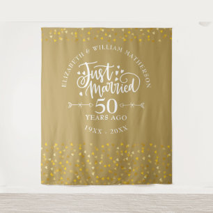 Just Married 50th Wedding Anniversary Gold Tapestry