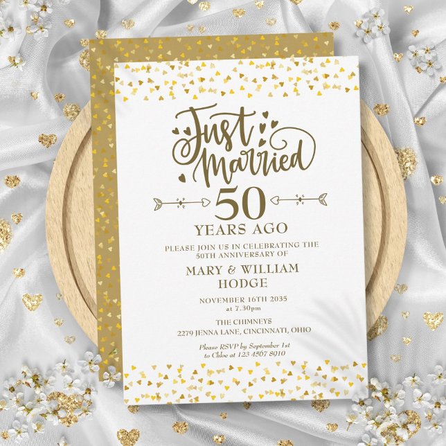 Just Married 50th Wedding Anniversary Invitation (Just Married 50th Wedding Anniversary Invitation)
