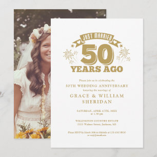 Just Married 50th Wedding Anniversary Photo Invitation