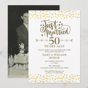 Just Married 50th Wedding Anniversary Photo Invitation