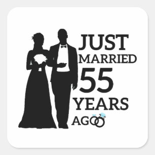 Just Married 55 Years Ago, 55th Anniversary Couple Square Sticker