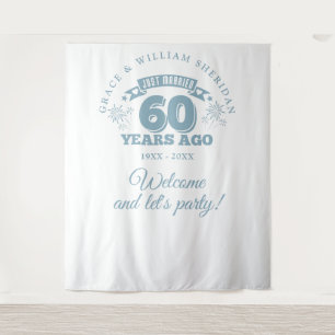 Just Married 60th Anniversary Photo Backdrop Tapestry