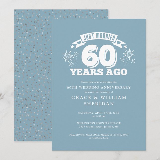 Just Married 60th Wedding Anniversary Invitation (Front/Back)