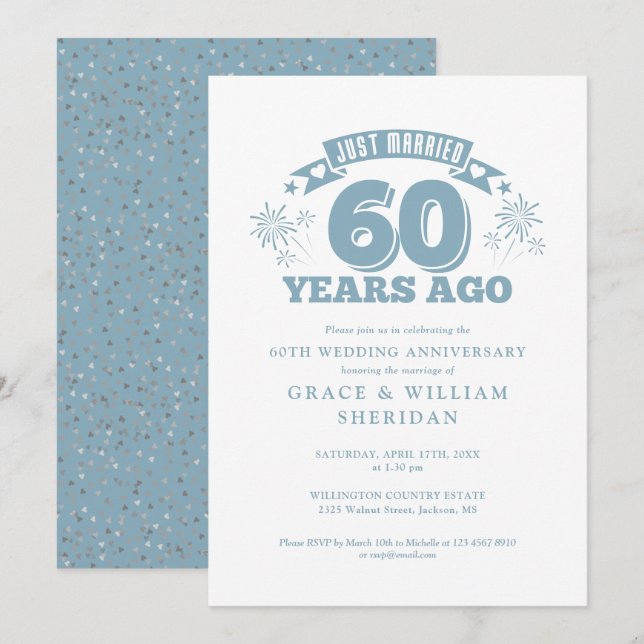 Just Married 60th Wedding Anniversary Invitation (Front/Back)