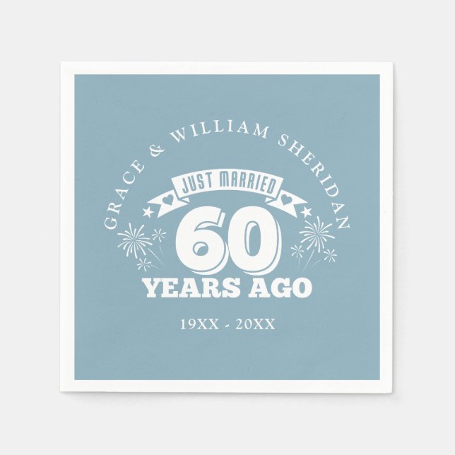 Just Married 60th Wedding Anniversary Napkin (Front)