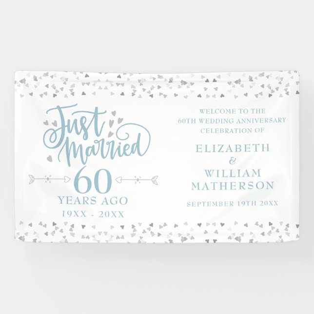 Just Married 60th Wedding Anniversary Welcome Sign (Horizontal)