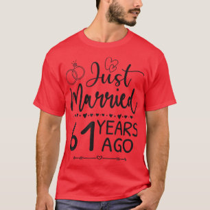 Just Married 61 Years Ago Matching 61st Wedding An T-Shirt