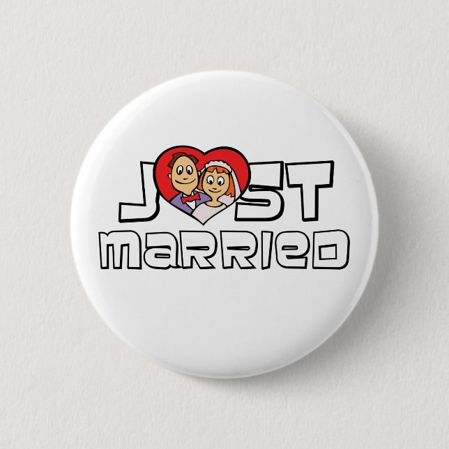 Just Married 6 Cm Round Badge (Front)