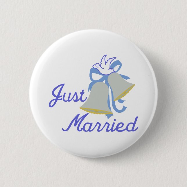 Just Married 6 Cm Round Badge (Front)