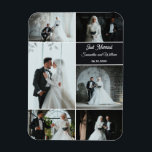 Just Married 6 Photo Wedding Collage Magnet<br><div class="desc">Celebrate your wedding memories with this personalised photo collage magnet. Featuring six photo placeholders and editable text for names, date, and the phrase Just Married, this elegant design makes a meaningful keepsake or wedding favour. Customise in minutes: - Replace with 6 of your favourite photos - Add bride and groom...</div>