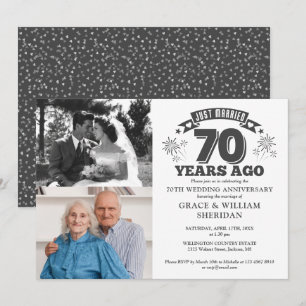 Just Married 70th Wedding Anniversary 2 Photo Invitation