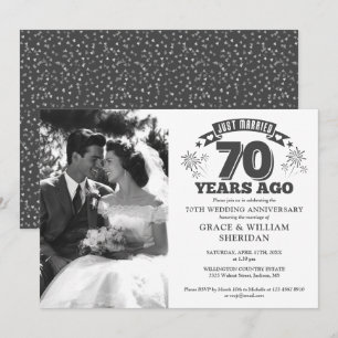 Just Married 70th Wedding Anniversary Photo Invitation