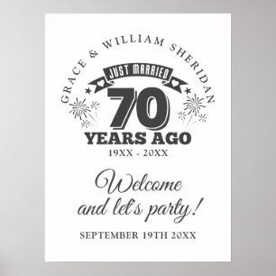 Just Married 70th Wedding Anniversary Welcome Sign