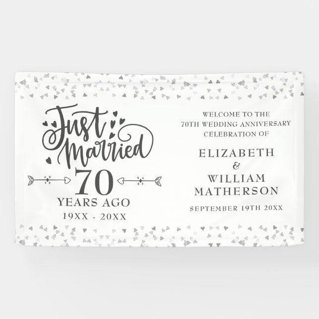 Just Married 70th Wedding Anniversary Welcome Sign (Horizontal)