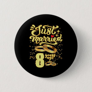 Just Married 8 Years Ago 8th Wedding Anniversary 6 Cm Round Badge