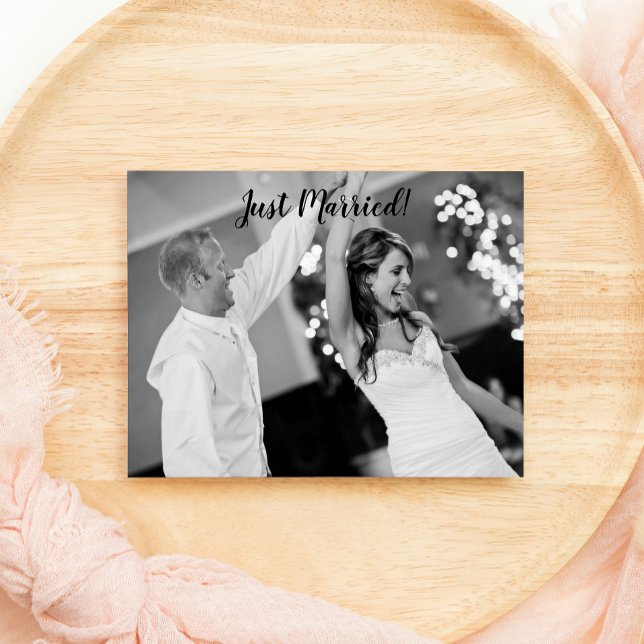 Just Married Add a Photo Simple Wedding Holiday Card (Creator Uploaded)