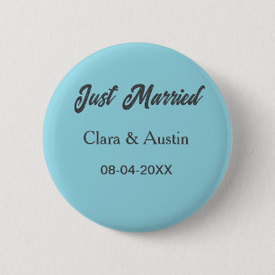 Just Married add couple name date year wedding sim 6 Cm Round Badge