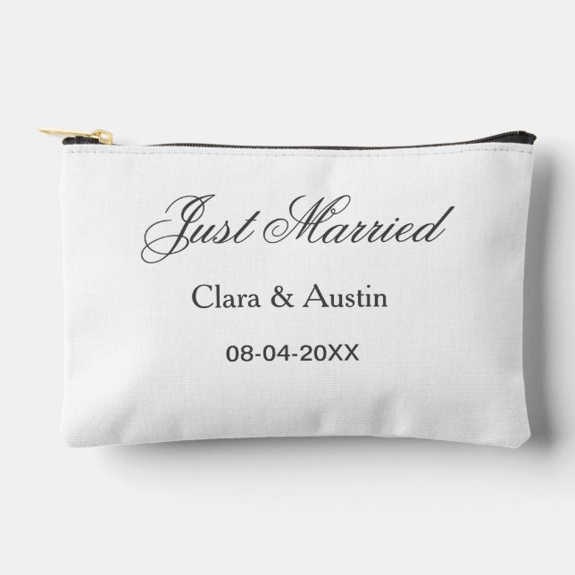 Just Married add couple name date year wedding sim Accessory Pouch (Front)