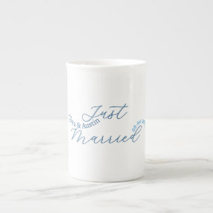 Just Married add couple name date year wedding sim Bone China Mug