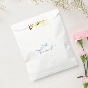 Just Married add couple name date year wedding sim Favour Bags