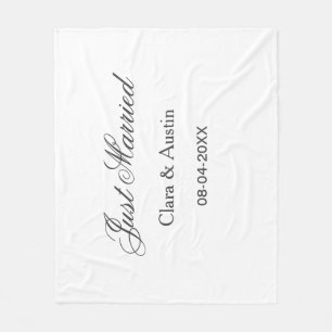 Just Married add couple name date year wedding sim Fleece Blanket