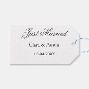 Just Married add couple name date year wedding sim Gift Tags
