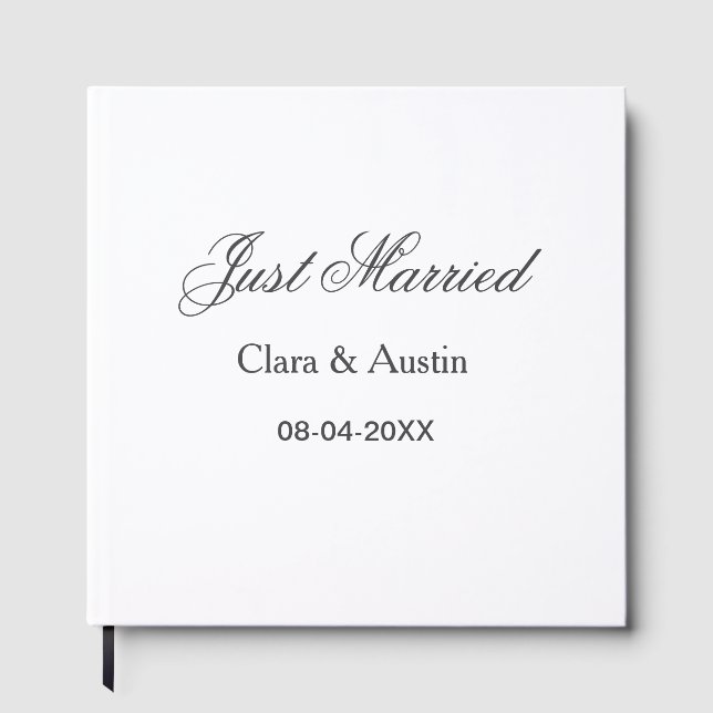 Just Married add couple name date year wedding sim Guest Book (Front)