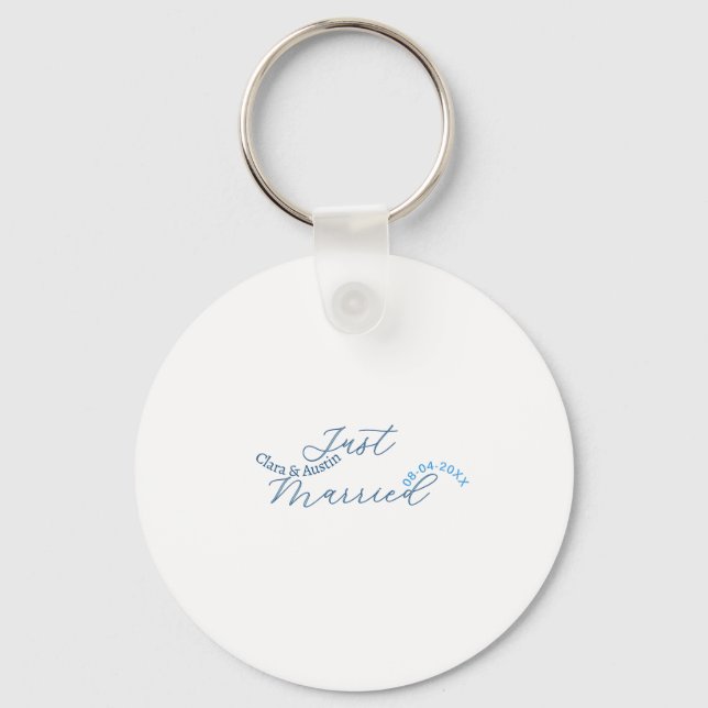 Just Married add couple name date year wedding sim Key Ring (Front)