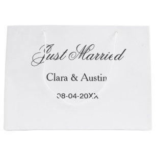 Just Married add couple name date year wedding sim Large Gift Bag