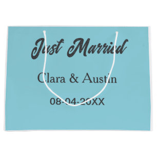 Just Married add couple name date year wedding sim Large Gift Bag
